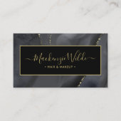 ブラックエレガント金ゴールドグリッターアゲートマーブルシック 名刺 (正面)