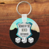 ブラックエレガント金ゴールドグリッターサイコロシスタフッドバンコ キーホルダー (正面)