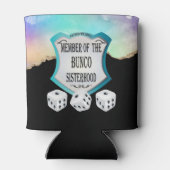 ブラックエレガント金ゴールドグリッターバンコシスタフッドサイコロ 缶クーラー (裏面)