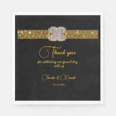 ブラックエレガント金ゴールドグリッターブルック結婚ズ スタンダードランチョンナプキン (正面)