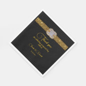 ブラックエレガント金ゴールドグリッターブルック結婚ズ スタンダードランチョンナプキン (角)