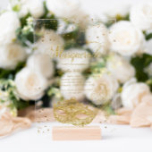 ブラックエレガント金ゴールドグリッターマスカレード誕生日 アクリル招待状