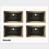 ブラックエレガント金ゴールドグリッター製品ラベル（ロゴ付き） 長方形シール (シート)