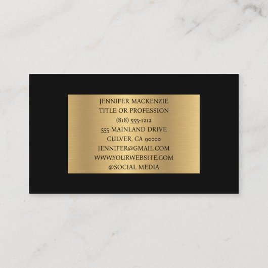 ブラックエレガント金ゴールドシンプルの単純化ミニマリスト 名刺 (裏面)