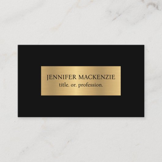 ブラックエレガント金ゴールドシンプルの単純化ミニマリスト 名刺 (正面)