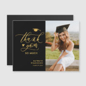 ブラックエレガント金ゴールドスクリプト卒業ありがとう (正面/裏面)