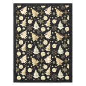 ブラックエレガント金ゴールドスノーフレークスクリスマスツリーボール テーブルクロス (正面)