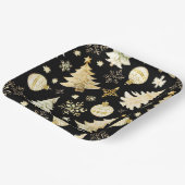 ブラックエレガント金ゴールドスノーフレークスクリスマスツリーボール ペーパープレート (傾斜あり)