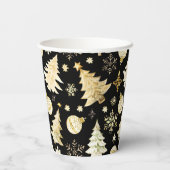 ブラックエレガント金ゴールドスノーフレークスクリスマスツリーボール 紙コップ (裏面)