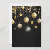 ブラックエレガント金ゴールドスパークルスタークリスマスパーティー 招待状 (裏面)
