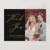 ブラックエレガント金ゴールドスモダント結婚スクリプト ポストカード (正面)