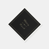 ブラックエレガント金ゴールドス結婚クリプトMinimalist Chic スタンダードカクテルナプキン (角)