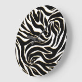 ブラックエレガント金ゴールドゼブラホワイトアニマルプリント ラージ壁時計 (傾斜)