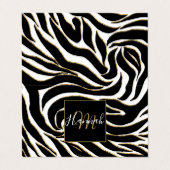 ブラックエレガント金ゴールドゼブラホワイトアニマルプリント 名刺 (外部フラット)