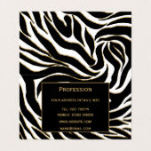 ブラックエレガント金ゴールドゼブラホワイトアニマルプリント 名刺 (内部フラット)