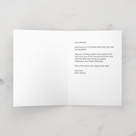 ブラックエレガント金ゴールドタイポグラフィクリスマスカード 箔シーズンカード (内側レイダウン)