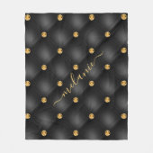 ブラックエレガント金ゴールドダイヤモンドはあなたの名前をタフティング フリースブランケット (正面)