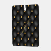 ブラックエレガント金ゴールドダイヤモンドタフテカスタムィッドあなたの名前 メタルオーナメント (正面左)