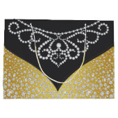 ブラックエレガント金ゴールドダイヤモンド女性 ラージペーパーバッグ (裏面)