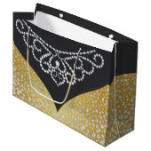 ブラックエレガント金ゴールドダイヤモンド女性 ラージペーパーバッグ (正面アングル)