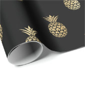 ブラックエレガント金ゴールドトロピカルパイナップル誕生日 ラッピングペーパー (ロールコーナー)