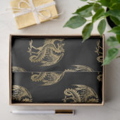 ブラックエレガント金ゴールドドラゴンティッシュペーパー 薄葉紙 (ギフト)