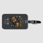 ブラックエレガント金ゴールドバラカップルトラベラーバケーション ラゲッジタグ (正面横)