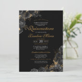 ブラックエレガント金ゴールドバラフローラキンセアニェラ 招待状 (スタンド正面)