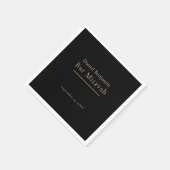 ブラックエレガント金ゴールドバー（ユダヤ教の）バル・ミツバー スタンダードカクテルナプキン (角)