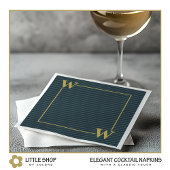 ブラックエレガント金ゴールドピンスリモノグラムのー スタンダードカクテルナプキン