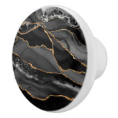 ブラックエレガント金ゴールドフェイクグリッターアゲートグレイ セラミックノブ (右)