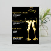 ブラックエレガント金ゴールドフォイルのカクテルパーティーバーメニュー 箔シーズンカード (立ち正面)