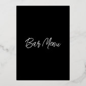 ブラックエレガント金ゴールドフォイルのカクテルパーティーバーメニュー 箔シーズンカード (裏面)