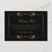 ブラックエレガント金ゴールドフレーム赤いハートウィングウェル エンクロージャーカード (正面)