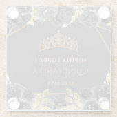 ブラックエレガント金ゴールドフローラティアラキンセアニェラ ガラスコースター (裏面)