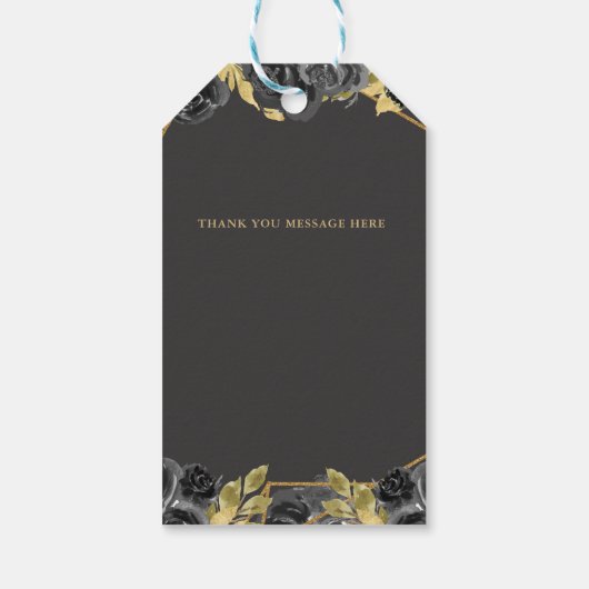 ブラックエレガント金ゴールドフローラティアラキンセアニェラ ギフトタグ (裏面)