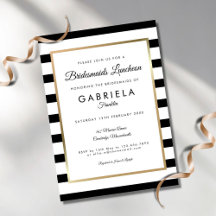 ブラックエレガント金ゴールドブストライプライデスメイドランチョン