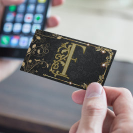 ブラックエレガント金ゴールドブティックモノグラム 名刺