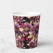 ブラックエレガント金ゴールドブルゴーニュ花柄 紙コップ (右)