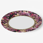 ブラックエレガント金ゴールドブルゴーニュ花縁ど柄 ペーパープレート (アングル)