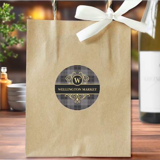 ブラックエレガント金ゴールドプライドモノグラムの事業 ラベル