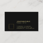 ブラックエレガント金ゴールドプレーンプロフェッショナル企業の 名刺 (裏面)