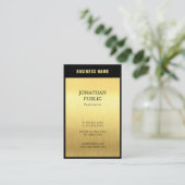 ブラックエレガント金ゴールドプロフェッショナルプレインラグジュアリーシック 名刺 (スタンド正面)