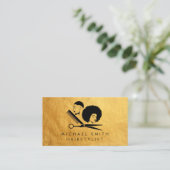 ブラックエレガント金ゴールドヘアスタイリストアポイントメントカード 名刺 (スタンド正面)