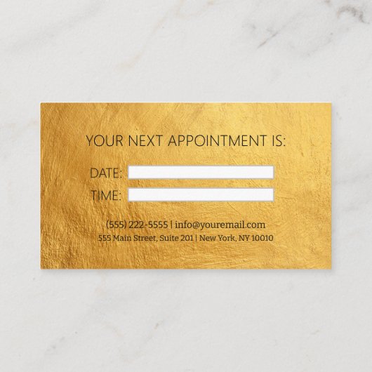 ブラックエレガント金ゴールドヘアスタイリストアポイントメントカード 名刺 (裏面)