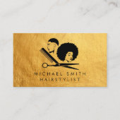 ブラックエレガント金ゴールドヘアスタイリストアポイントメントカード 名刺 (正面)