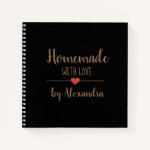 ブラックエレガント金ゴールドホームメイドとラブレシピノート