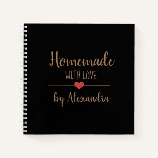 ブラックエレガント金ゴールドホームメイドとラブレシピノート ノートブック (正面)