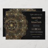 ブラックエレガント金ゴールドマンダラフローラデザイン (正面/裏面)