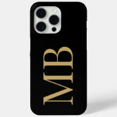 ブラックエレガント金ゴールドミニマルイニシャルモノグラム Case-Mate iPhoneケース (裏面)